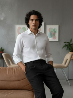 Pehanoge Galaxial Edition | Super Prime Cotton Self-Texture Shirt | Premium White Shirt