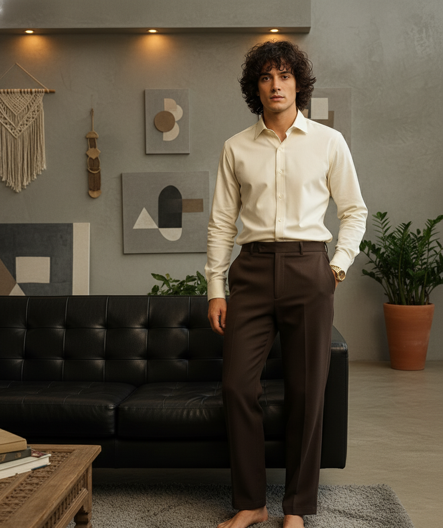 Pehanoge Ivory Elite Giza Cotton Shirt | Premium Giza Cotton | Signature Monochrome Collection