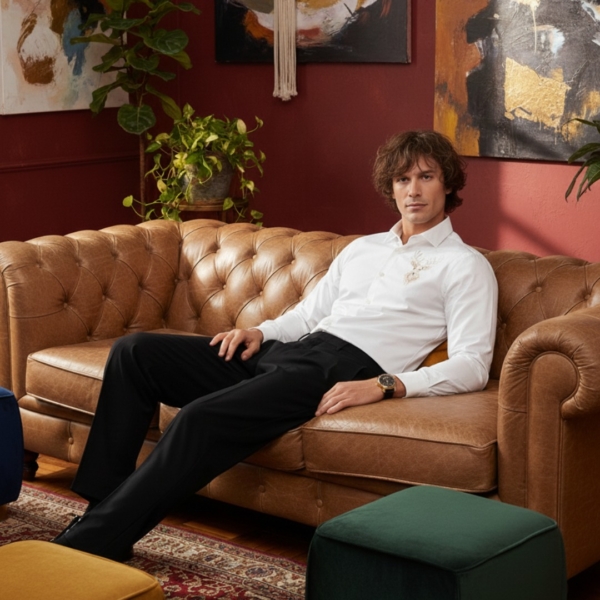 Pehanoge Regal Stag Embroidered Giza Cotton Shirt | Premium Luxury Evening Shirt