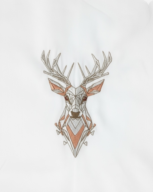 Pehanoge Regal Stag Embroidered Giza Cotton Shirt | Signature Embroidery Collection