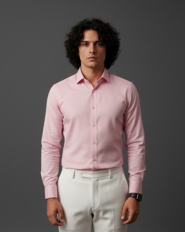 Pehanoge Rosé Bloom Giza Cotton Shirt | Signature Monochrome Collection
