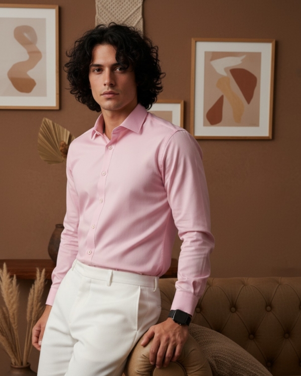 Pehanoge Rosé Bloom Giza Cotton Shirt | Signature Monochrome Collection