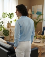 Pehanoge Sky Mist Giza Cotton Shirt | Signature Monochrome Collection