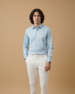 Pehanoge Sky Mist Giza Cotton Shirt | Signature Monochrome Collection
