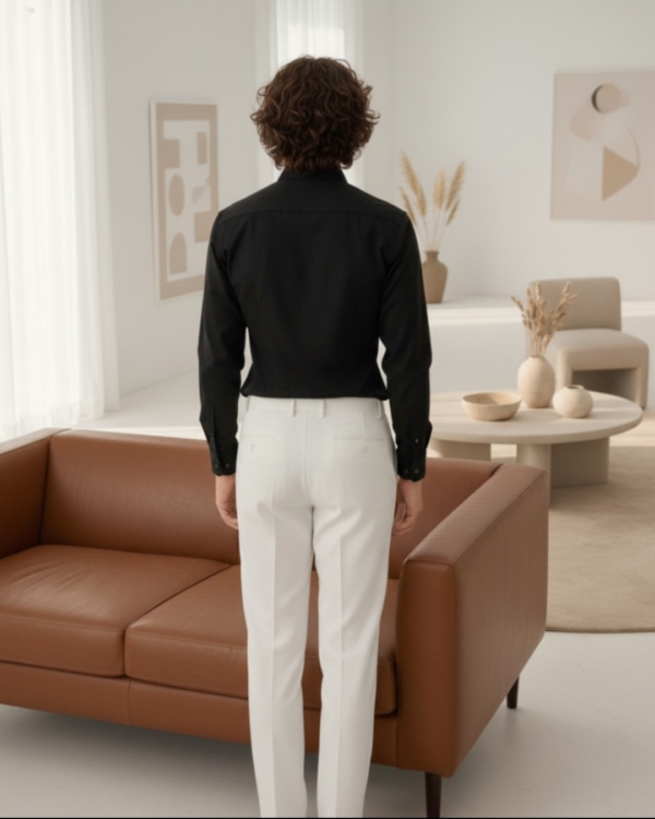 Pehanoge Midnight Noir Giza Cotton Shirt | Signature Monochrome Collection